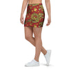 Golden Chinese Dragon Floral Print Mini Skirt-grizzshop