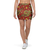 Golden Chinese Dragon Floral Print Mini Skirt-grizzshop