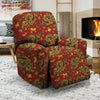 Golden Chinese Dragon Floral Print Recliner Cover-grizzshop