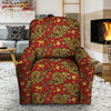 Golden Chinese Dragon Floral Print Recliner Cover-grizzshop