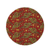 Golden Chinese Dragon Floral Print Round Rug-grizzshop