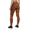 Golden Chinese Dragon Floral Print Women's Leggings-grizzshop