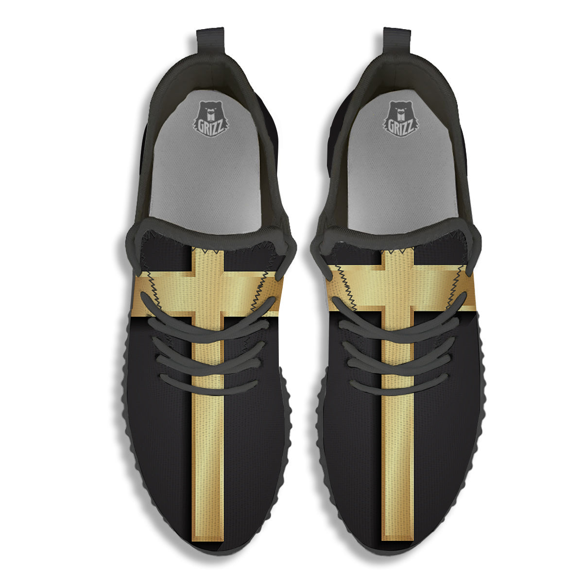 Golden Cross Classic Print Black Walking Shoes-grizzshop