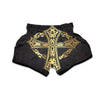 Golden Cross Ornamental Print Muay Thai Boxing Shorts-grizzshop