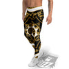 Golden Floral Baroque Black White Print Men's Leggings-grizzshop