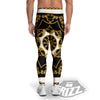 Golden Floral Baroque Black White Print Men's Leggings-grizzshop