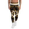 Golden Floral Baroque Black White Print Men's Leggings-grizzshop