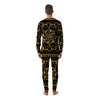 Golden Floral Baroque Print Men's Pajamas-grizzshop