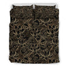 Golden Lotus Pattern Print Duvet Cover Bedding Set-grizzshop