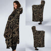 Golden Lotus Pattern Print Hooded Blanket-grizzshop