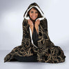 Golden Lotus Pattern Print Hooded Blanket-grizzshop