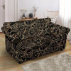 Golden Lotus Pattern Print Loveseat Cover-grizzshop