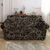 Golden Lotus Pattern Print Loveseat Cover-grizzshop