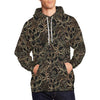 Golden Lotus Pattern Print Men Pullover Hoodie-grizzshop