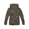 Golden Lotus Pattern Print Women Pullover Hoodie-grizzshop