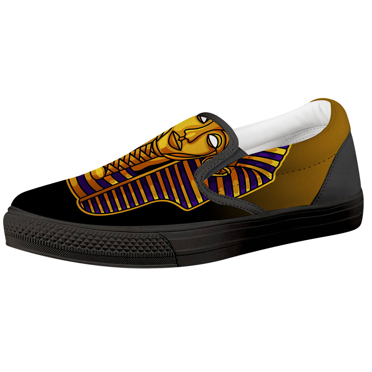 Golden Pharaoh Egyptian Print Black Slip On Shoes-grizzshop