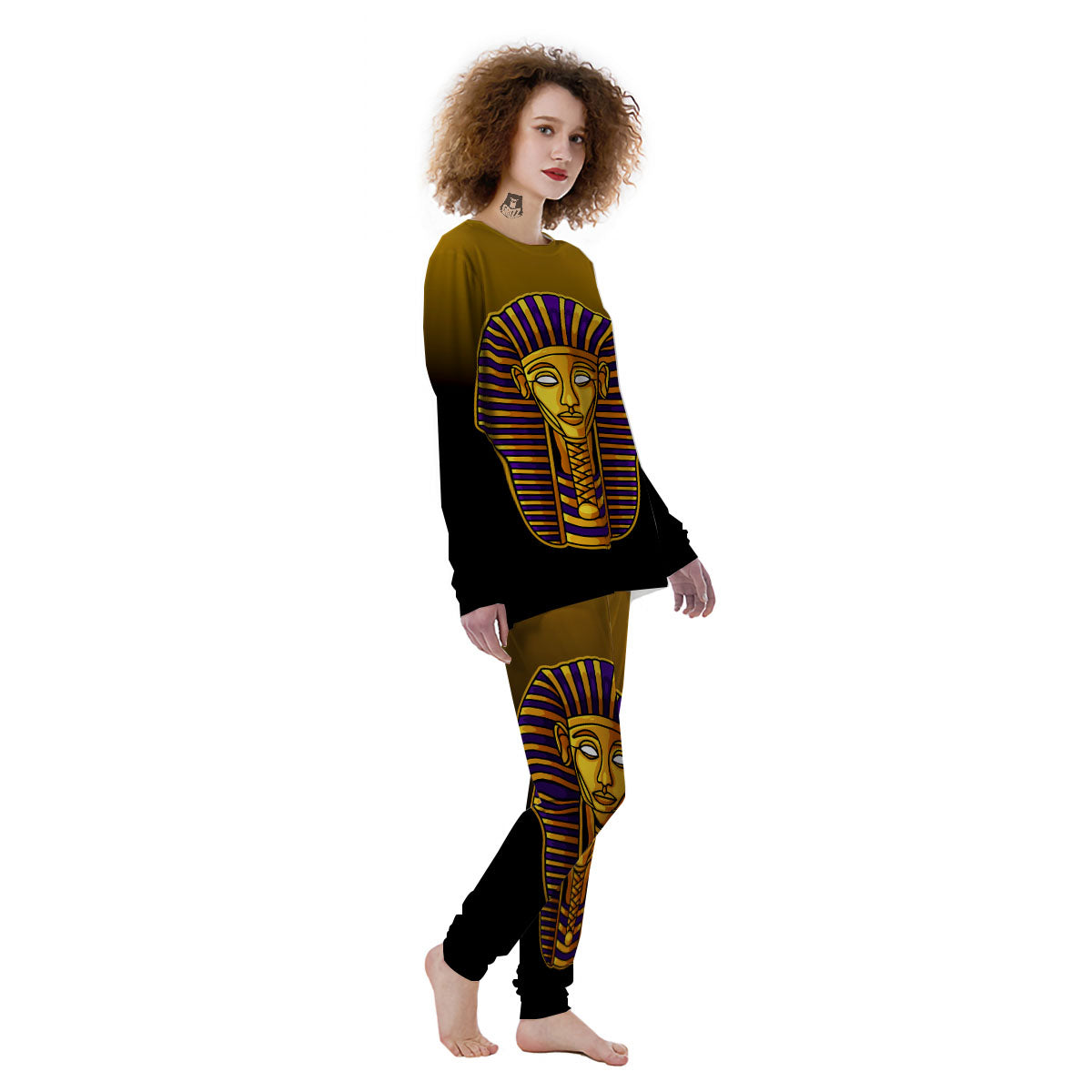 Golden Pharaoh Egyptian Print Women's Pajamas-grizzshop