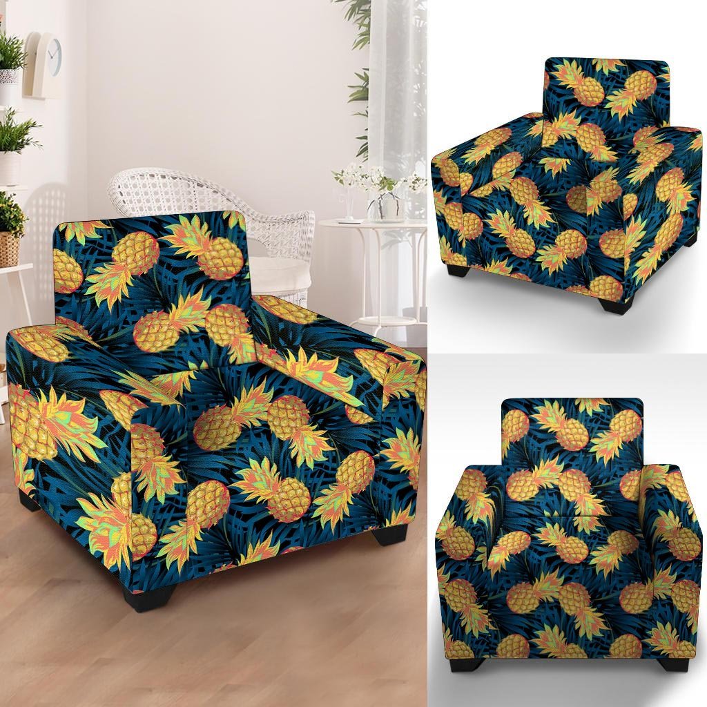 Golden Pineapple Edm Hawaiian Print Armchair Cover-grizzshop