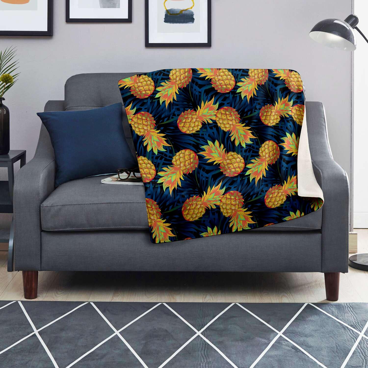 Golden Pineapple Edm Hawaiian Print Blanket-grizzshop