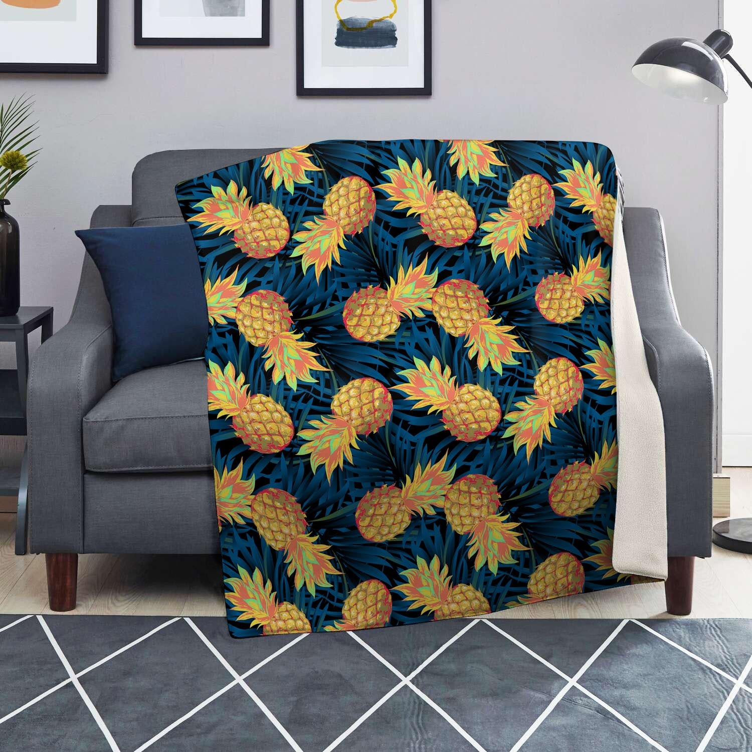 Golden Pineapple Edm Hawaiian Print Blanket-grizzshop