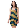 Golden Pineapple Edm Hawaiian Print Bodycon Dress-grizzshop