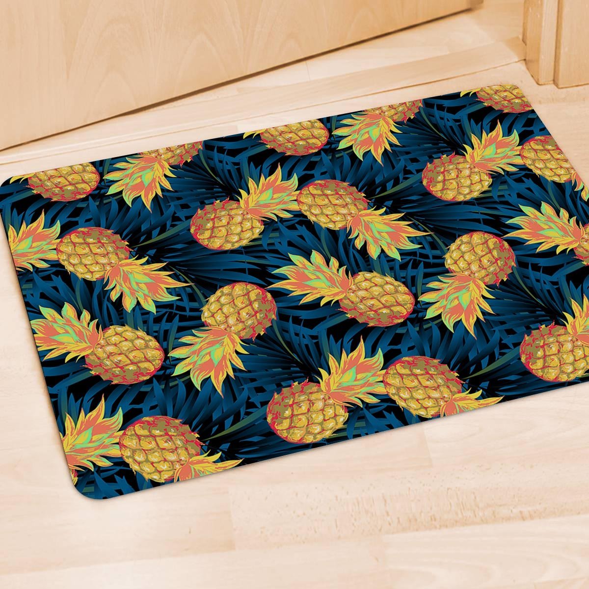 Golden Pineapple Edm Hawaiian Print Door Mat-grizzshop