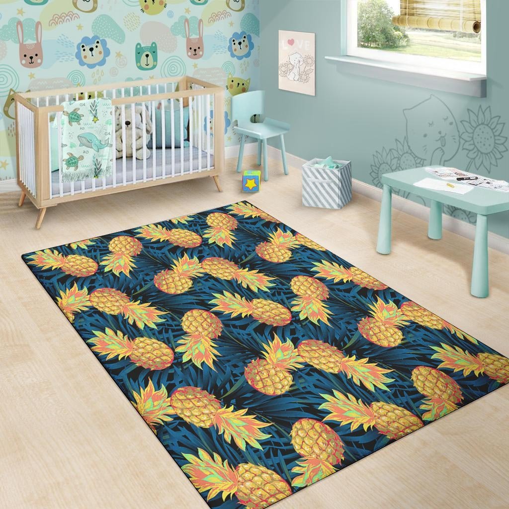 Golden Pineapple Edm Hawaiian Print Floor Mat-grizzshop