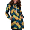 Golden Pineapple Edm Hawaiian Print Hoodie Dress-grizzshop