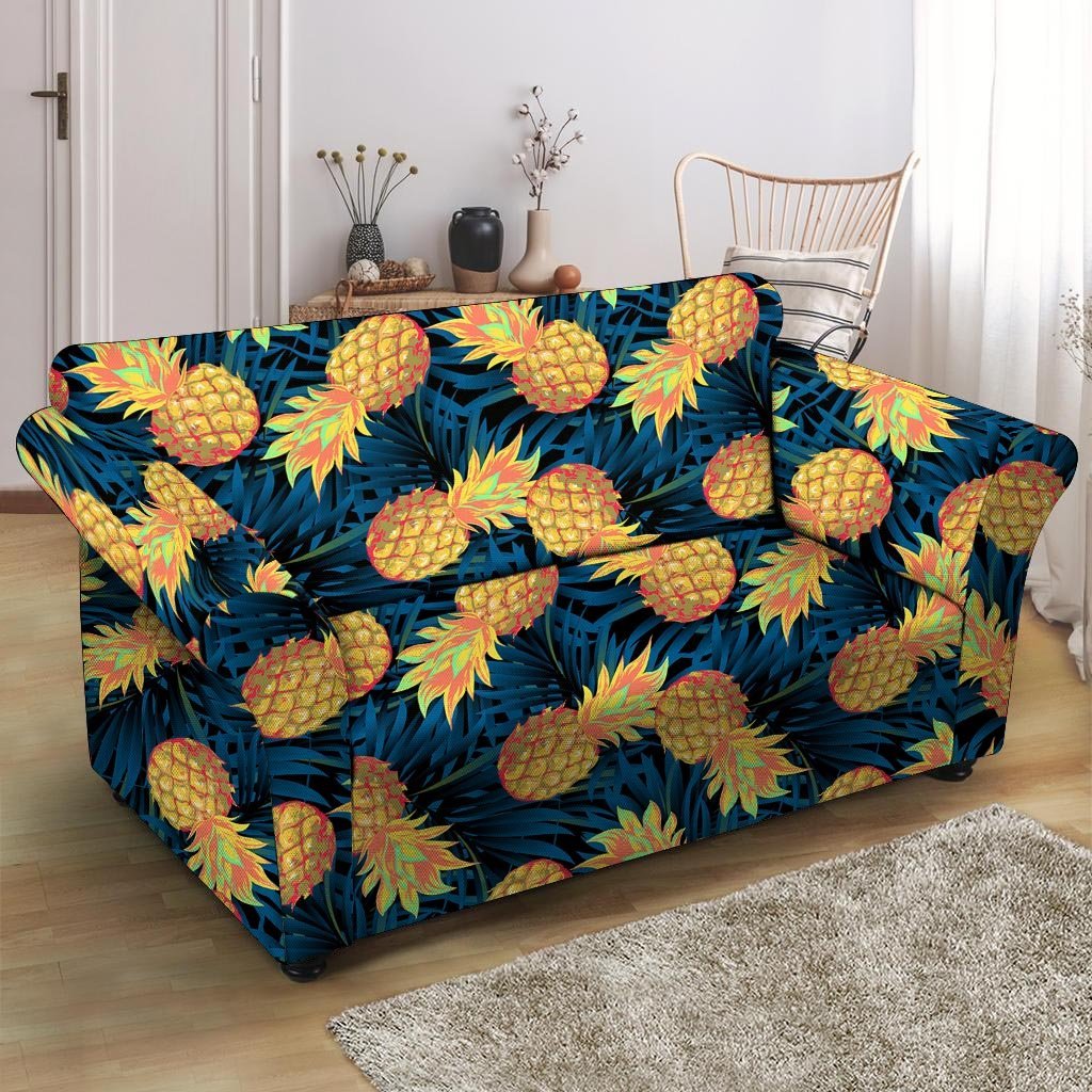 Golden Pineapple Edm Hawaiian Print Loveseat Cover-grizzshop