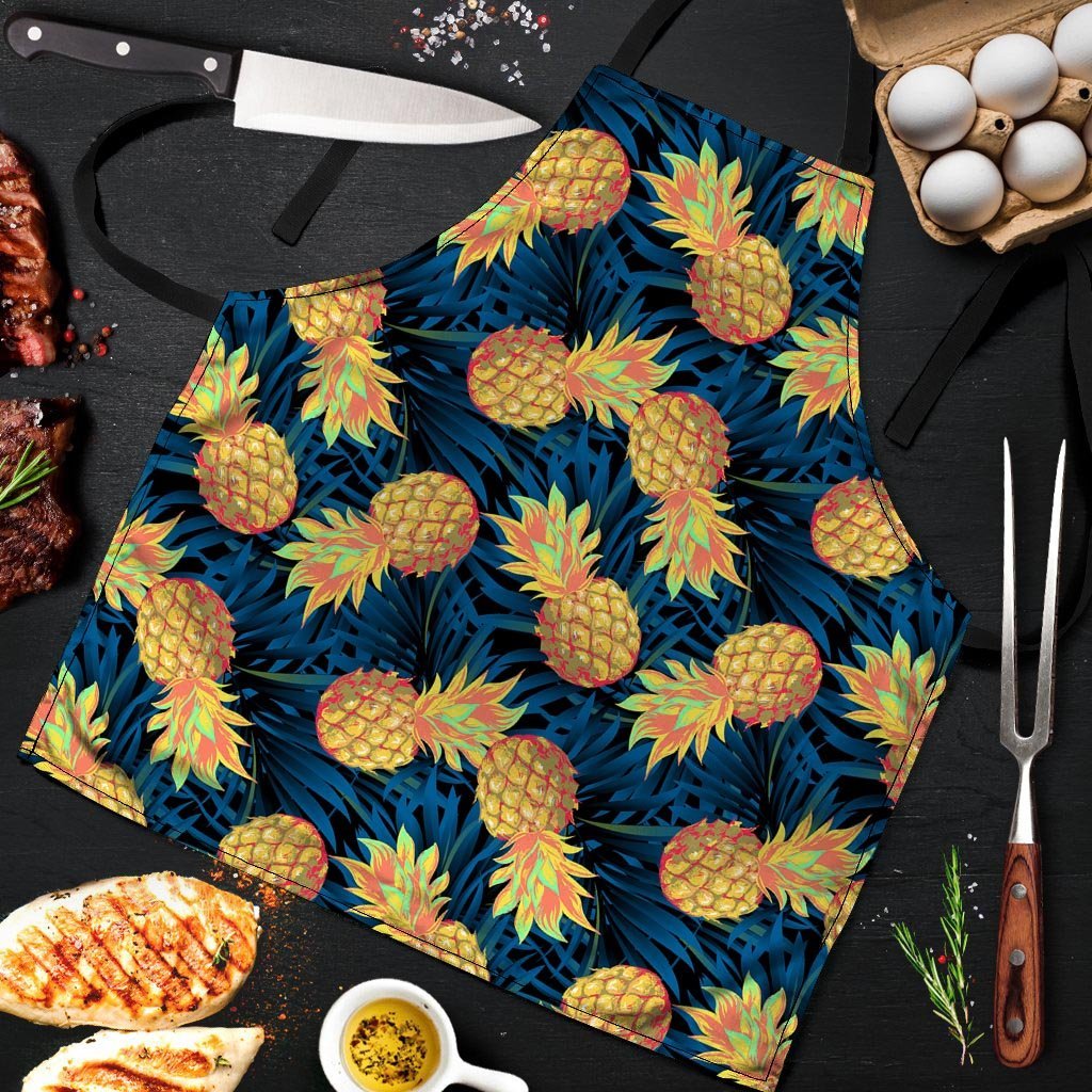 Golden Pineapple Edm Hawaiian Print Men's Apron-grizzshop