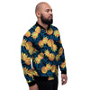 Golden Pineapple Edm Hawaiian Print Men's Bomber Jacket-grizzshop