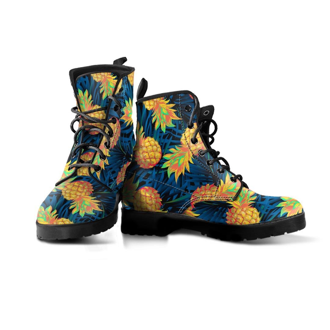 Golden Pineapple Edm Hawaiian Print Men's Boots-grizzshop