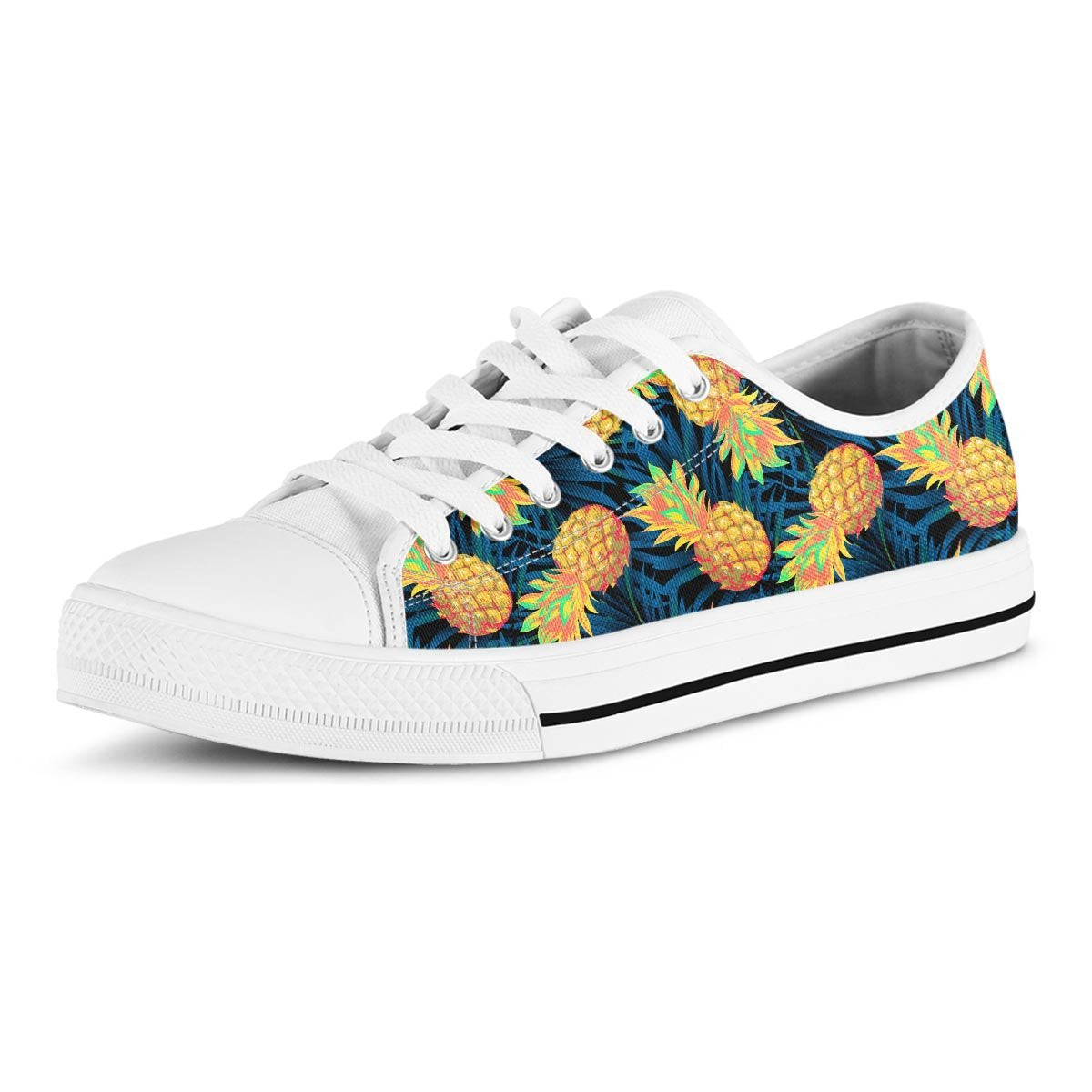 Golden Pineapple Edm Hawaiian Print Men's Low Top Shoes-grizzshop