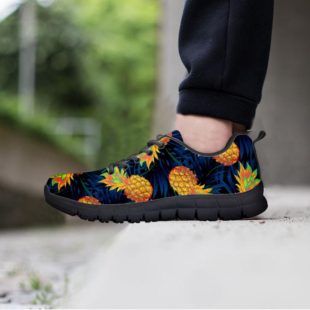 Golden Pineapple Edm Hawaiian Print Men's Sneakers-grizzshop