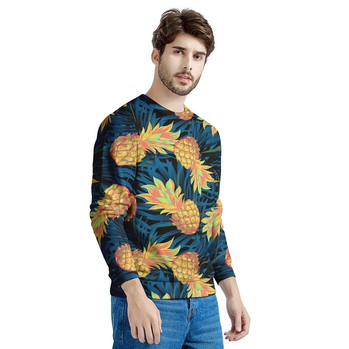 Golden Pineapple Edm Hawaiian Print Men's Sweatshirt-grizzshop