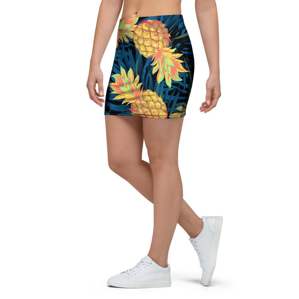 Golden Pineapple Edm Hawaiian Print Mini Skirt-grizzshop