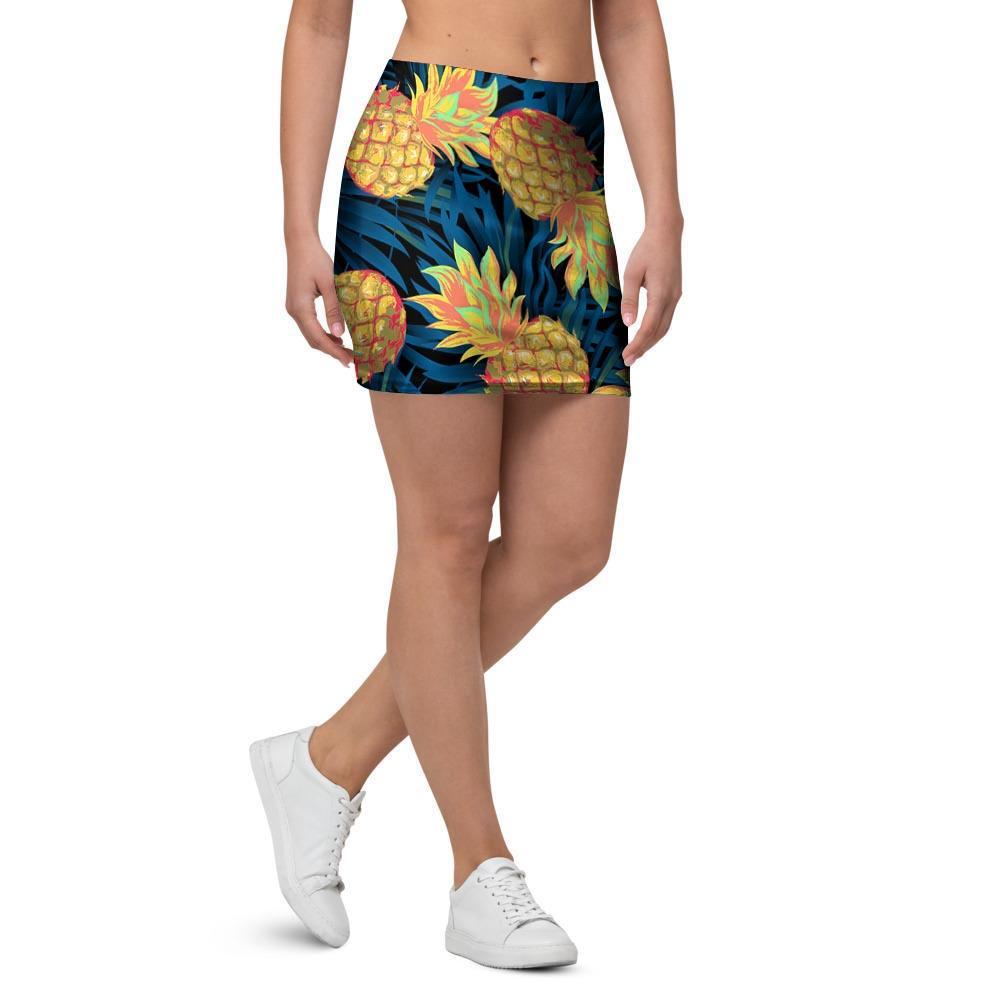 Golden Pineapple Edm Hawaiian Print Mini Skirt-grizzshop