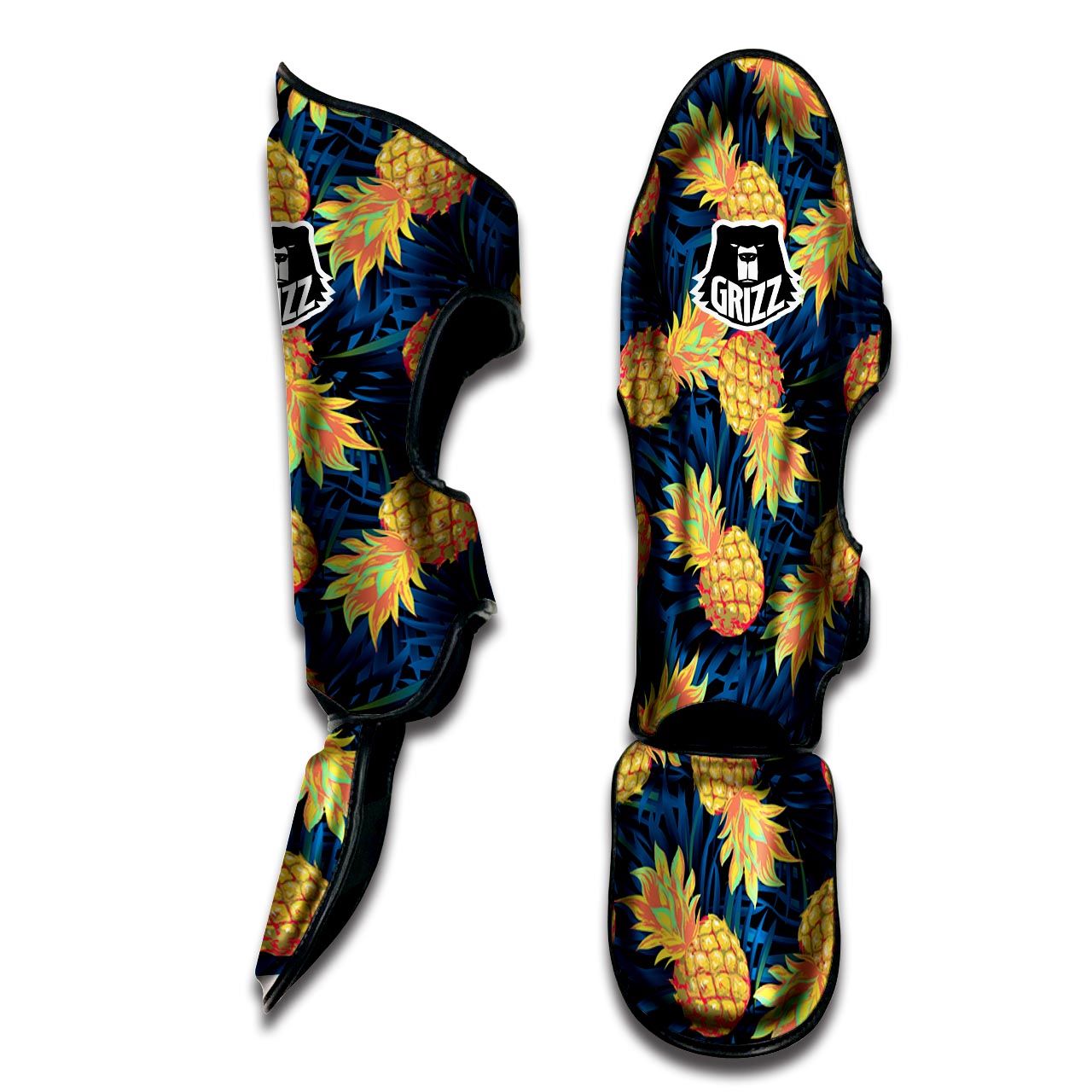 Golden Pineapple Edm Hawaiian Print Muay Thai Shin Guard-grizzshop