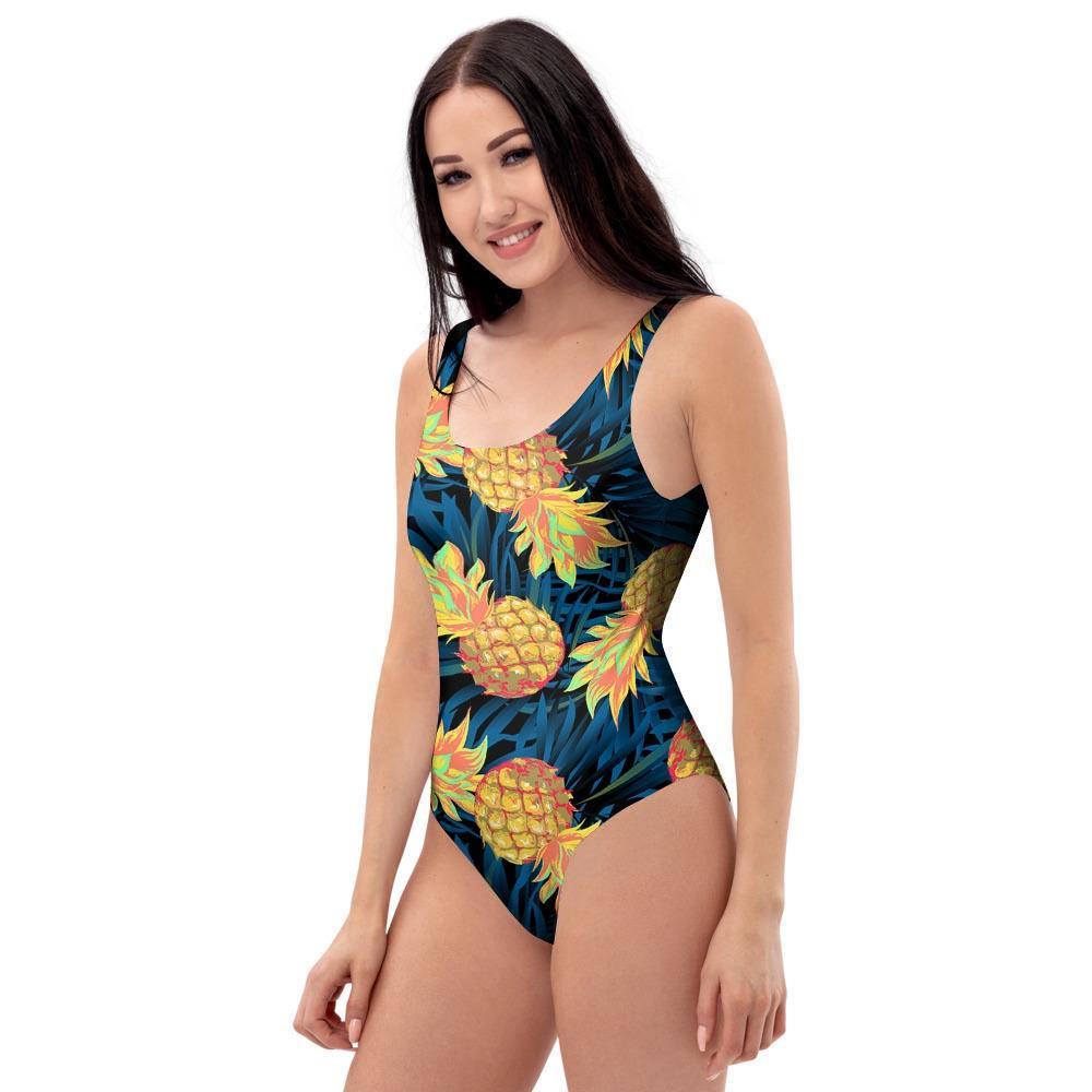 Golden Pineapple Edm Hawaiian Print One Piece Swimsuite-grizzshop