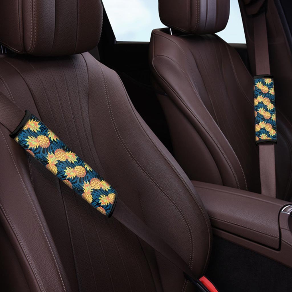 Golden Pineapple Edm Hawaiian Print Seat Belt Cover-grizzshop