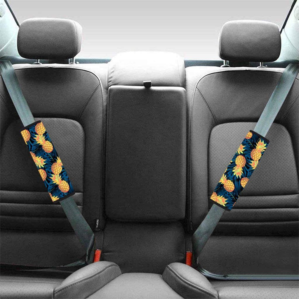 Golden Pineapple Edm Hawaiian Print Seat Belt Cover-grizzshop