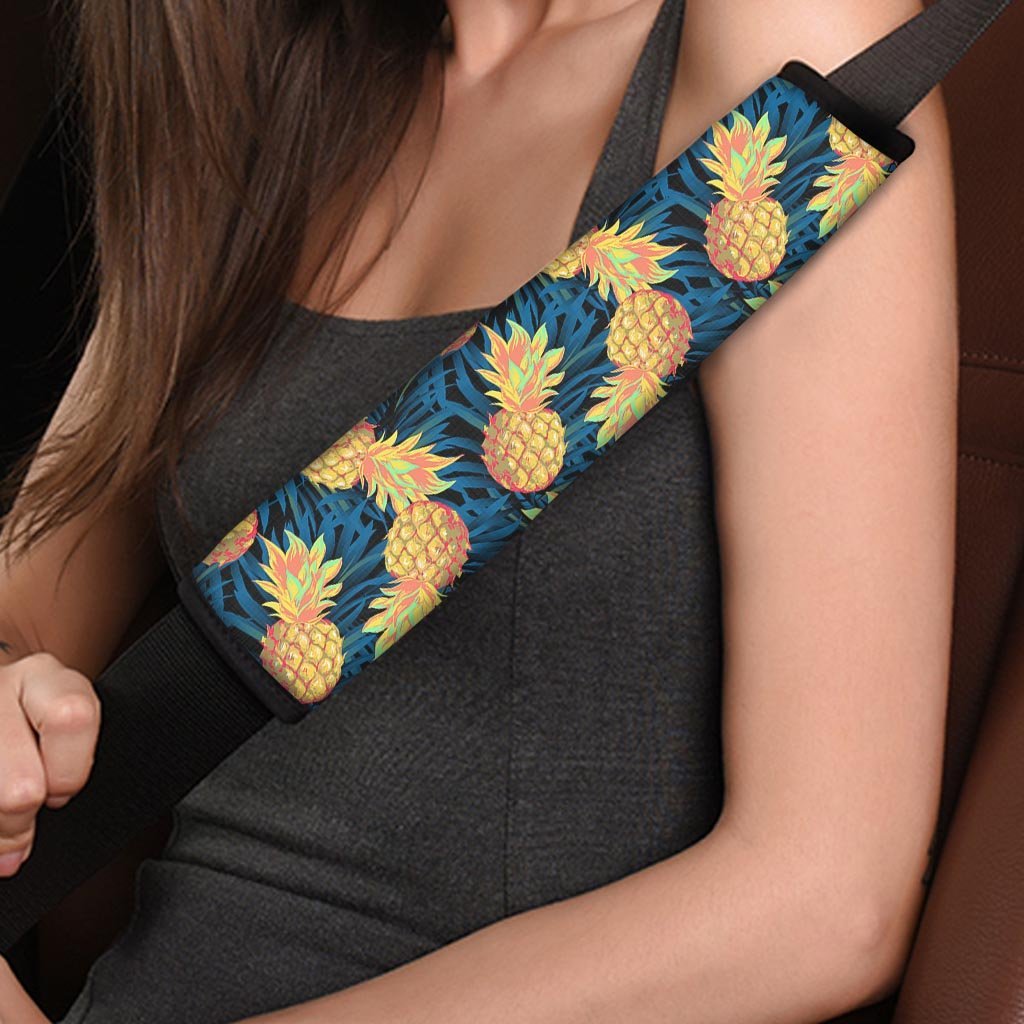 Golden Pineapple Edm Hawaiian Print Seat Belt Cover-grizzshop