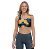 Golden Pineapple Edm Hawaiian Print Sports Bra-grizzshop