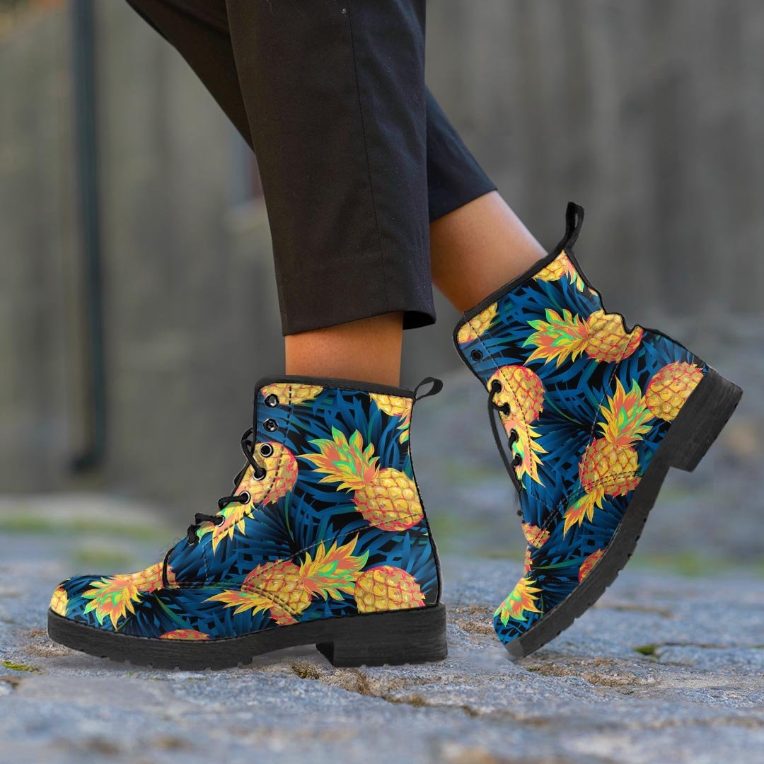 Golden Pineapple Edm Hawaiian Print Women's Boots-grizzshop