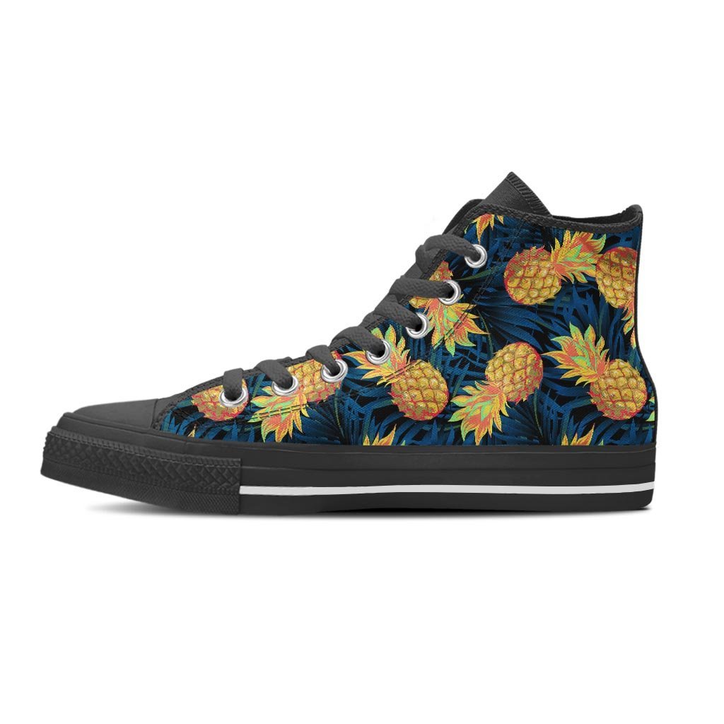 Golden Pineapple Edm Hawaiian Print Women's High Top Shoes-grizzshop