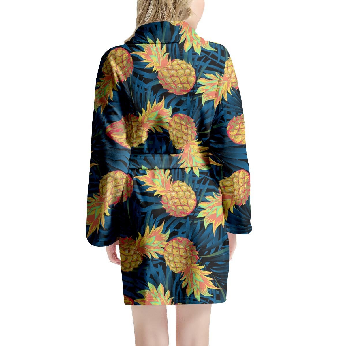 Golden Pineapple Edm Hawaiian Print Women's Robe-grizzshop
