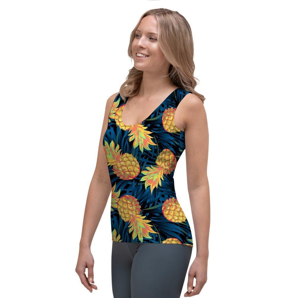 Golden Pineapple Edm Hawaiian Print Women's Tank Top-grizzshop
