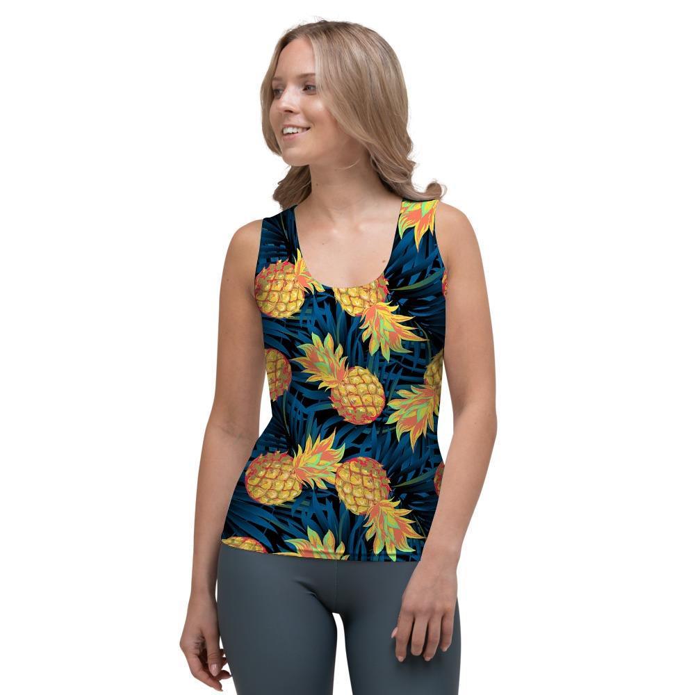 Golden Pineapple Edm Hawaiian Print Women's Tank Top-grizzshop