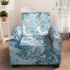 Golden Powder Blue Marble Armchair Cover-grizzshop