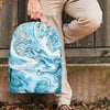 Golden Powder Blue Marble Backpack-grizzshop